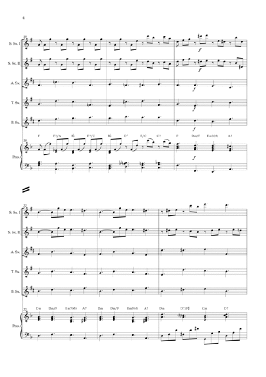 Lacrimosa (Saxophone Quintet) Piano and chords Saxophone Quintet scores gallery preview page 4