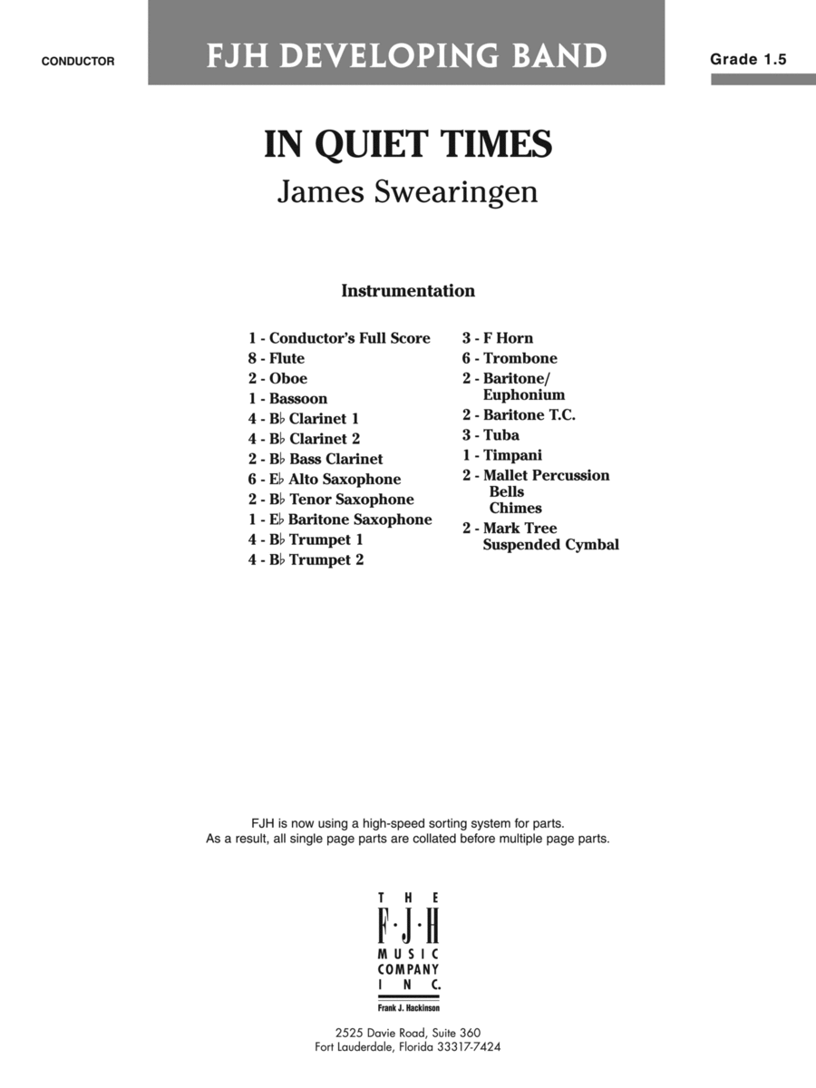 In Quiet Times: Score In Quiet Times: Score Concert Band scores gallery preview page 1