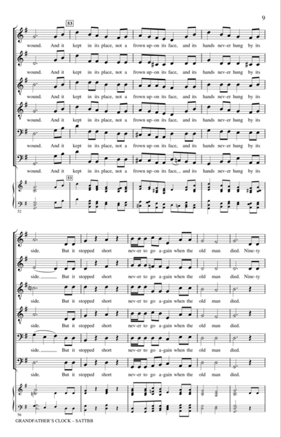 Grandfather's Clock (arr. Philip Lawson) A Cappella scores gallery preview page 8