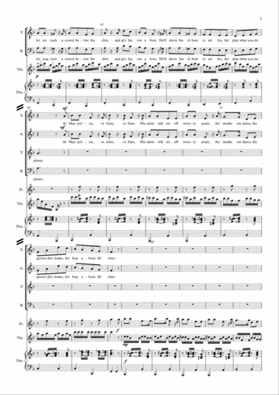 William Barnes Suite - 3. Bob the Fiddler 4-Part scores gallery preview page 3
