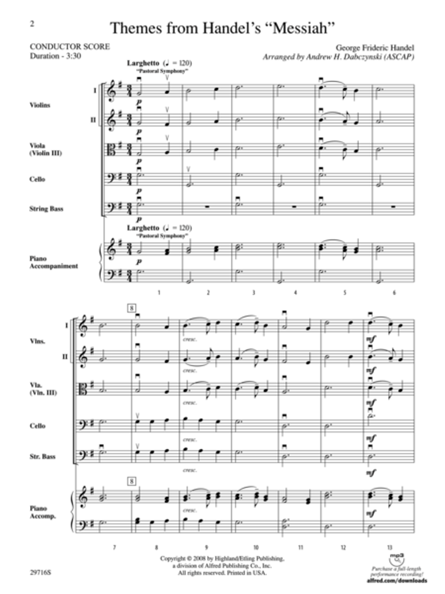 Themes from Handel's Messiah (score only) String Orchestra scores gallery preview page 2