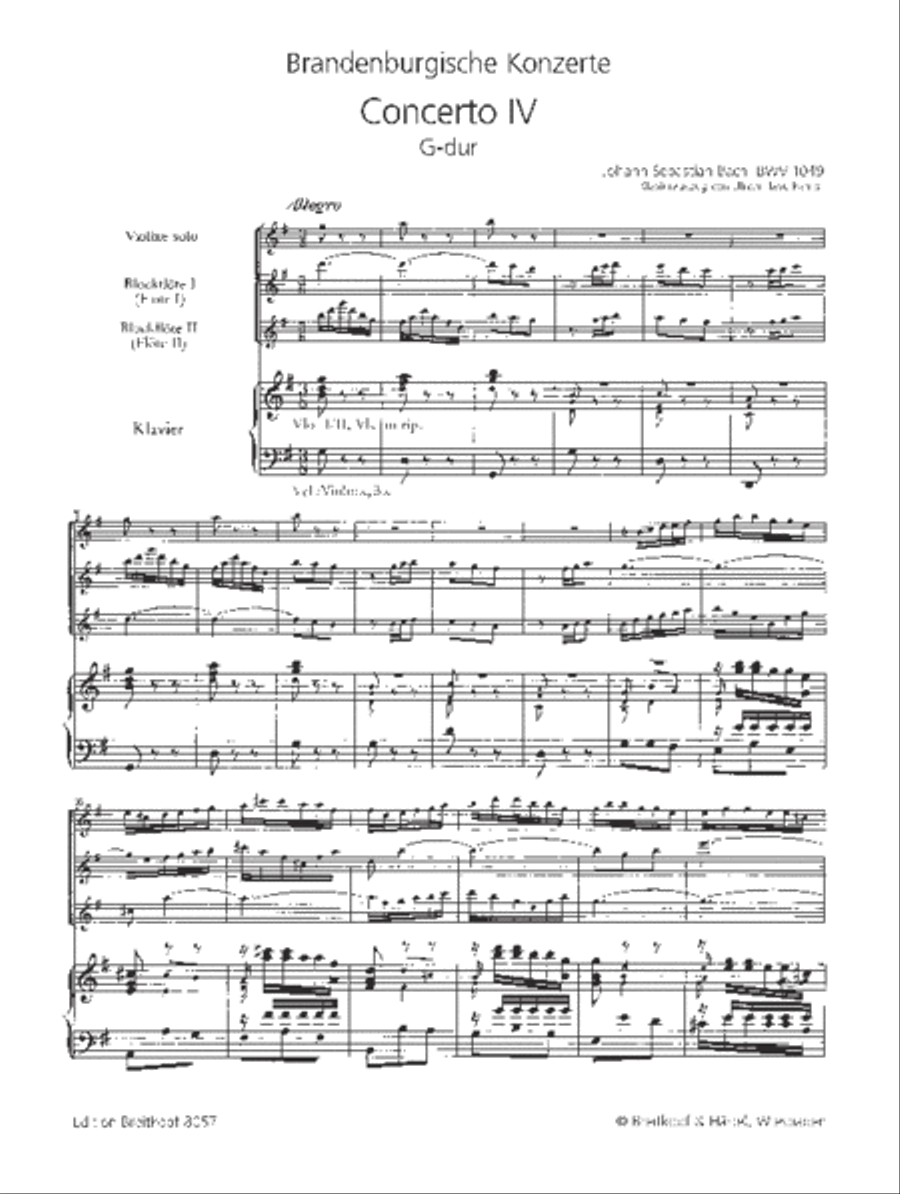 Brandenburg Concerto No. 4 in G major BWV 1049 Piano Quartet scores gallery preview page 2