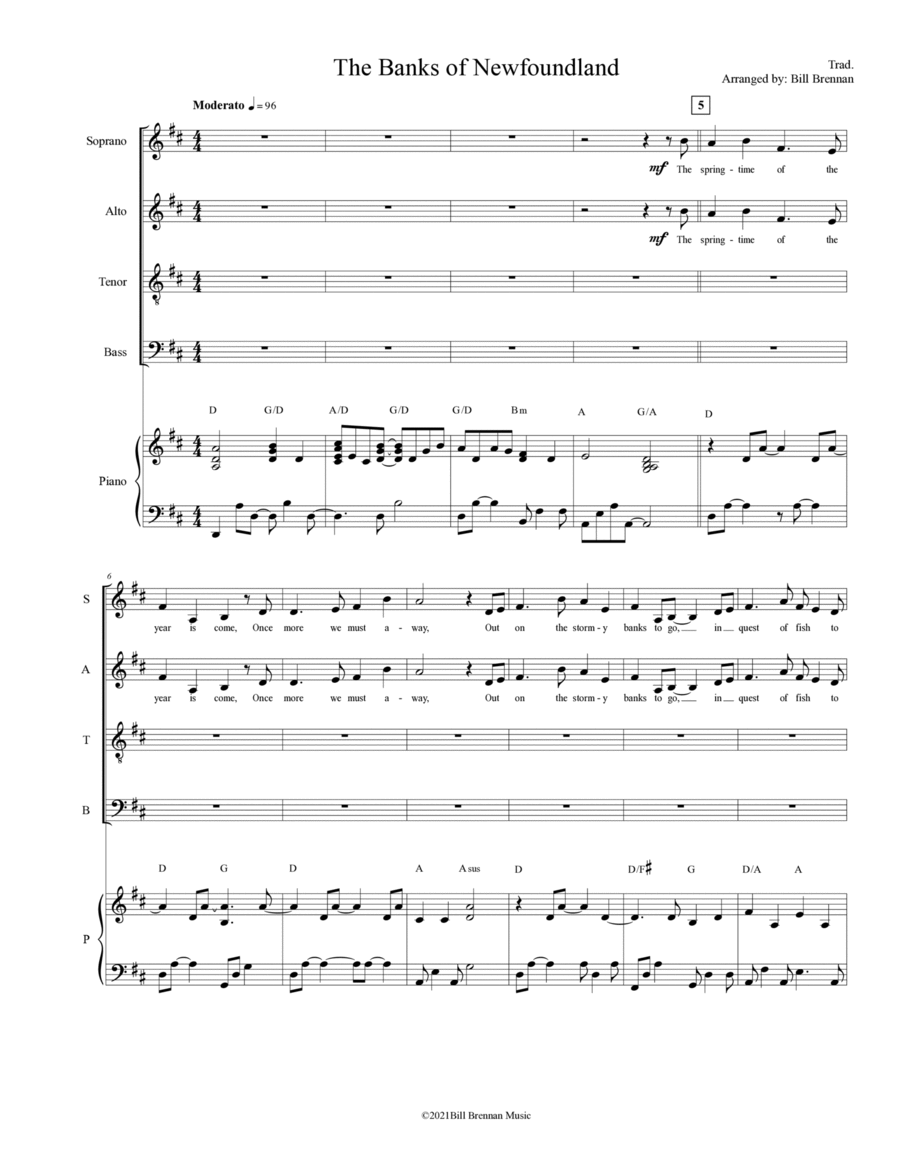The Banks of Newfoundland (SATB) 4-Part scores gallery preview page 1