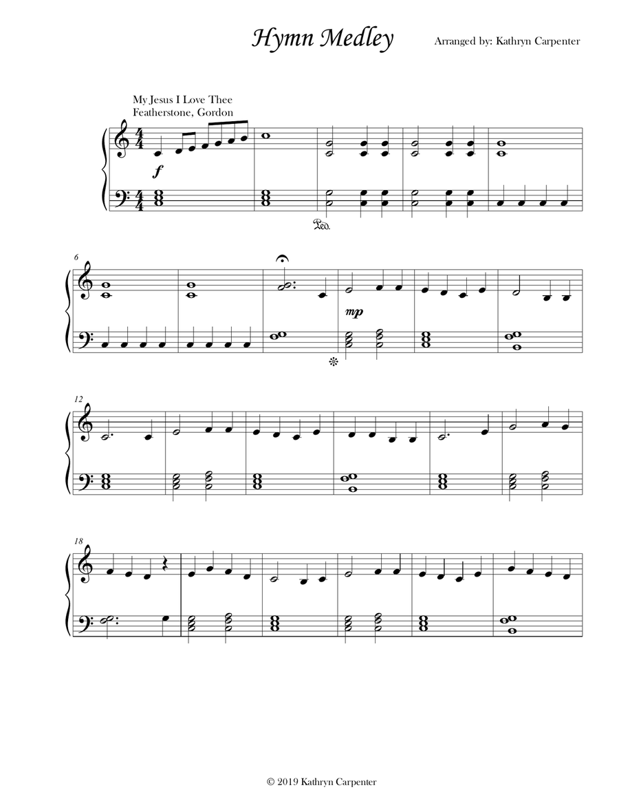 Hymn Medley (Easy Piano, Collection) Easy Piano scores gallery preview page 1