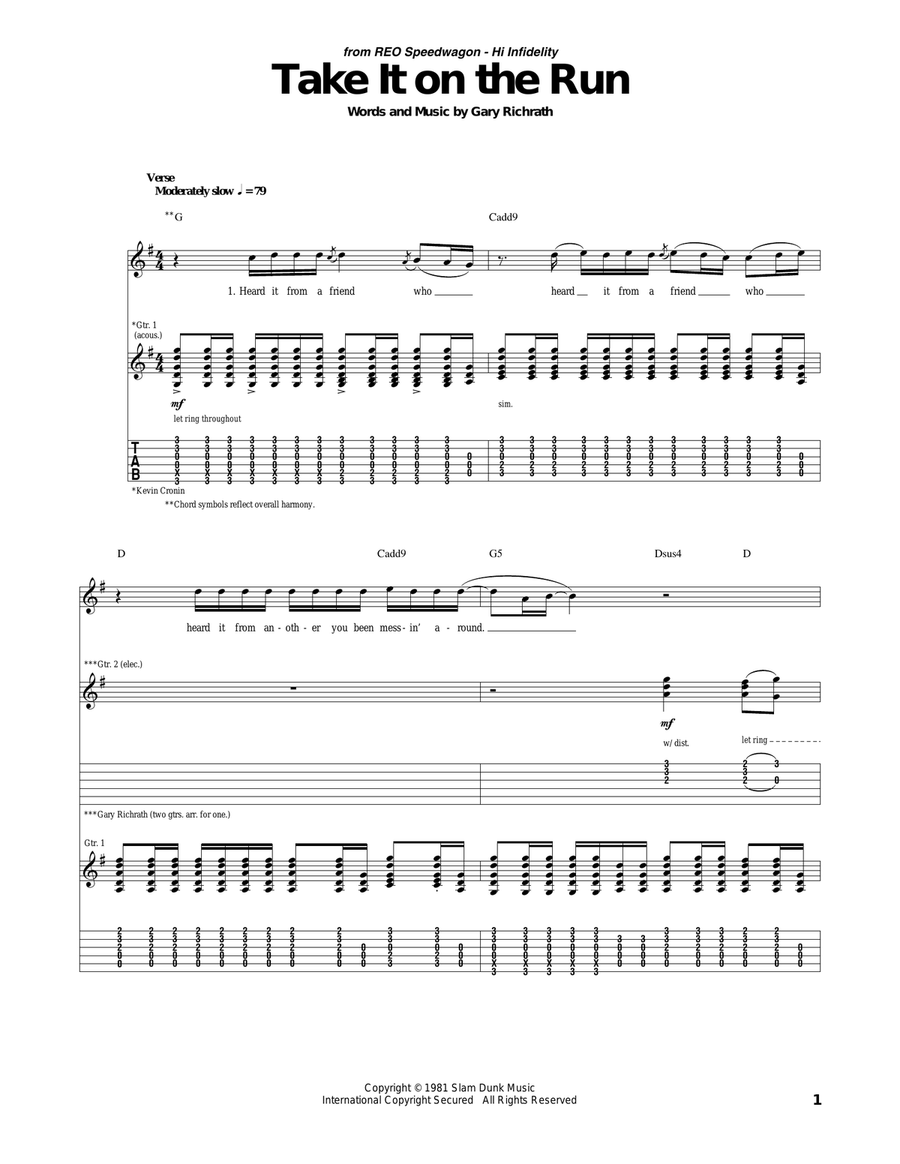 Take It On The Run Acoustic Guitar scores gallery preview page 1