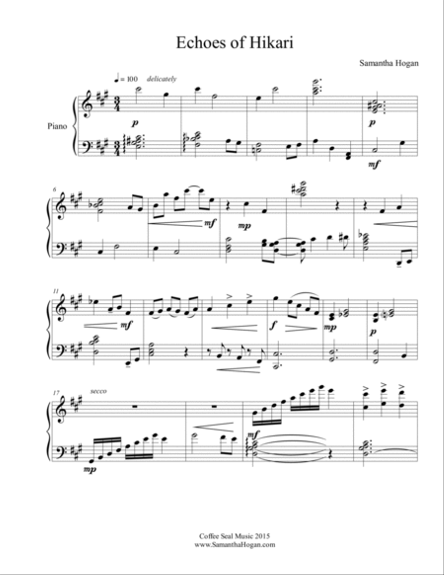 Echoes of Hikari Piano Solo scores gallery preview page 3
