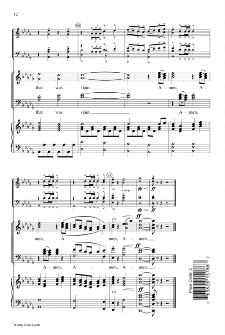 Worthy Is the Lamb 4-Part scores gallery preview page 12