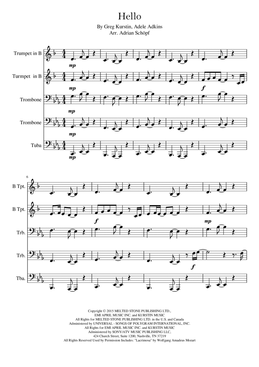 Hello Brass Ensemble scores gallery preview page 1