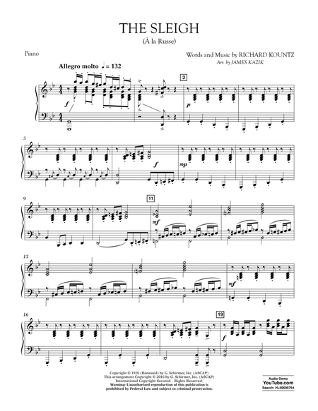 The Sleigh (À La Russe) - Piano