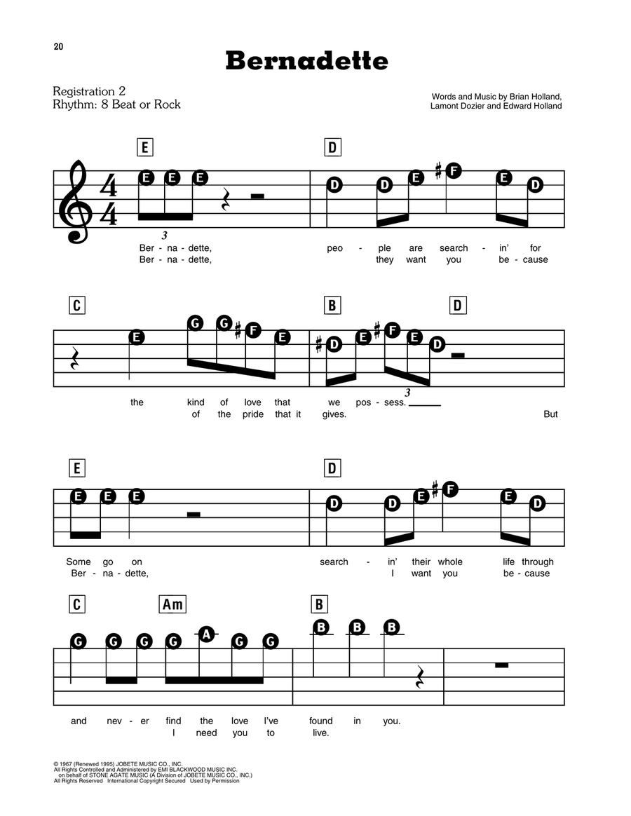 Bernadette Electronic Keyboard scores gallery preview page 1