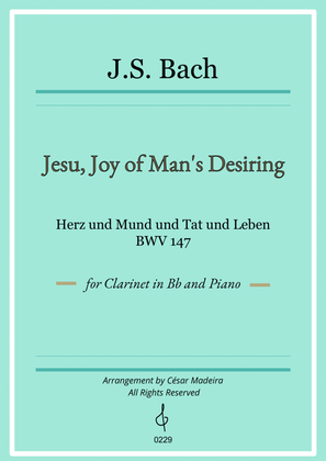 Book cover for Jesu, Joy of Man's Desiring - Bb Clarinet and Piano (Full Score and Parts)