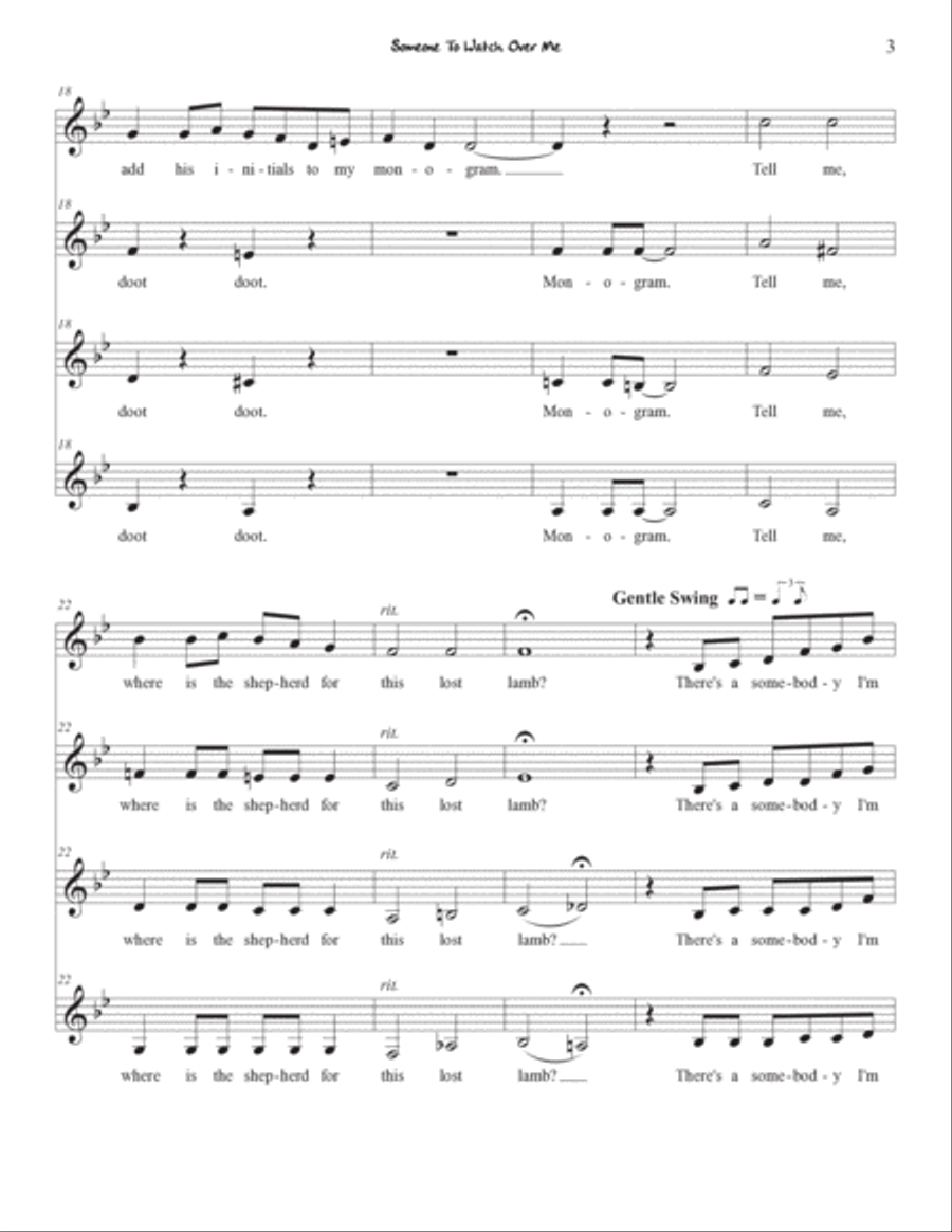 Someone To Watch Over Me SSAA scores gallery preview page 3