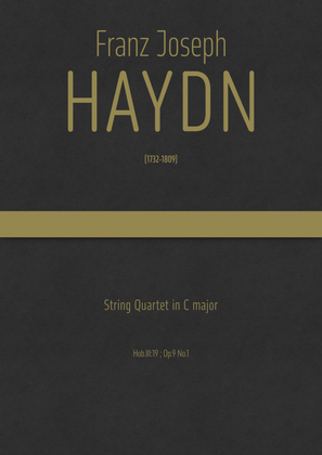 Book cover for Haydn - String Quartet in C major, Hob.III:19 ; Op.9 No.1