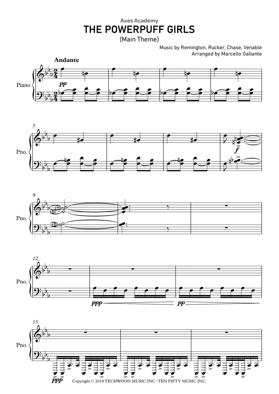 The Powerpuff Girls Piano Solo scores gallery preview page 1