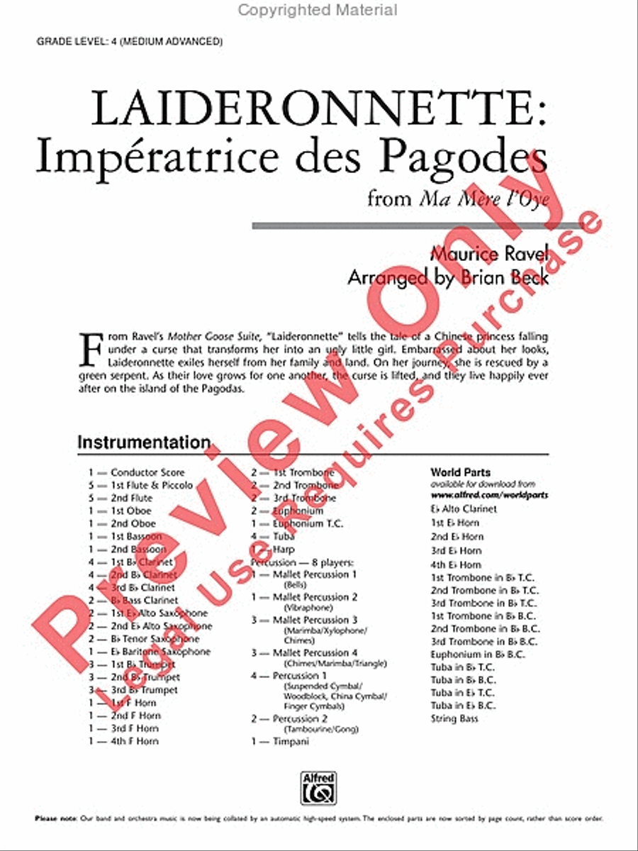 Laideronnette: Impératrice des Pagodes (from Ma mère l'oye) Concert Band scores gallery preview page 2