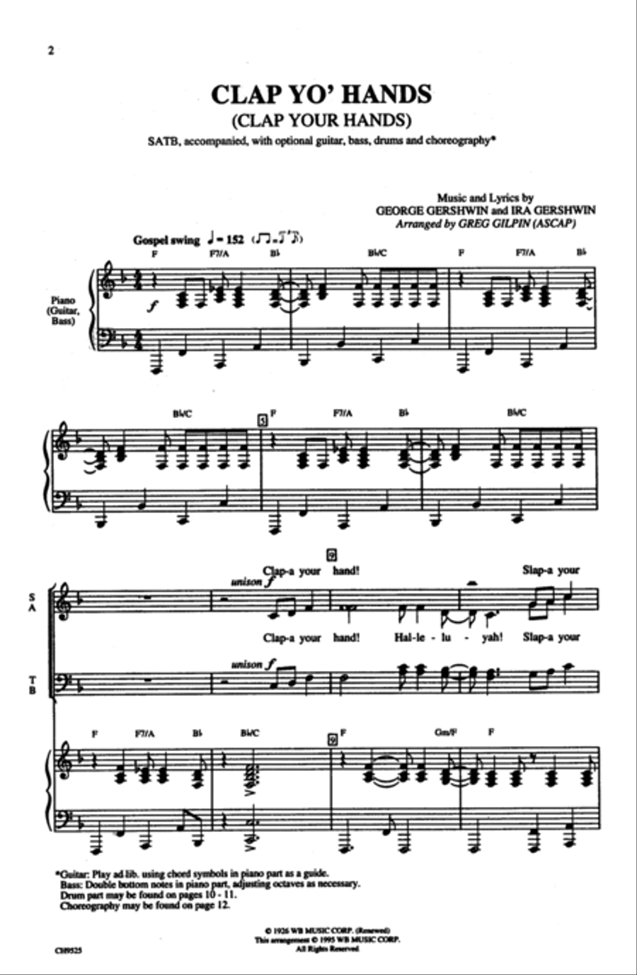 Clap Yo' Hands (Clap Your Hands) 4-Part scores gallery preview page 2