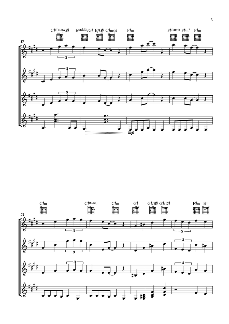 Theme From Spider Man Guitar Ensemble scores gallery preview page 3