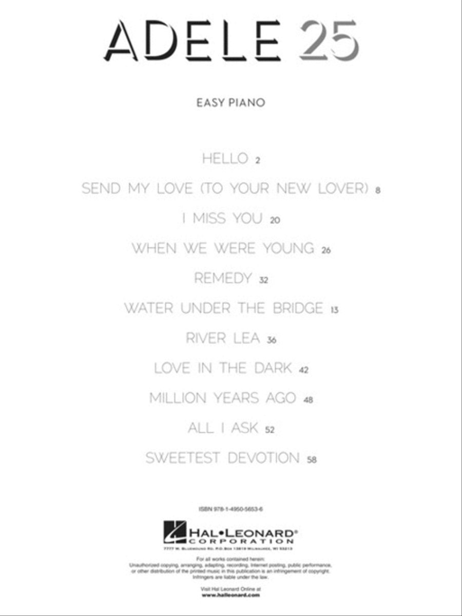 Adele - 25 Easy Piano scores gallery preview page 2