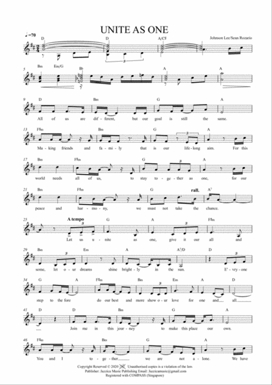 Unite As One Voice scores gallery preview page 1