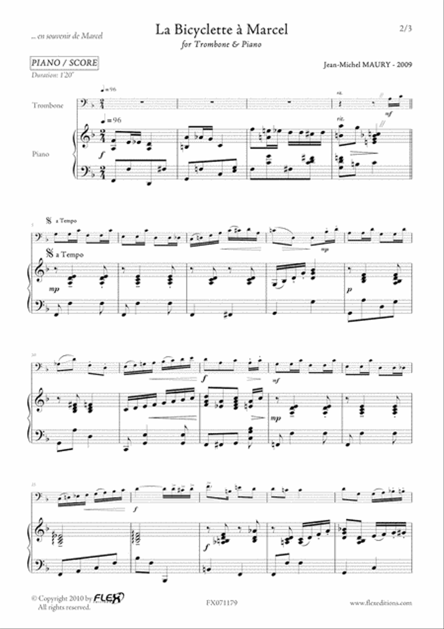 La Bicyclette a Marcel Piano scores gallery preview page 2