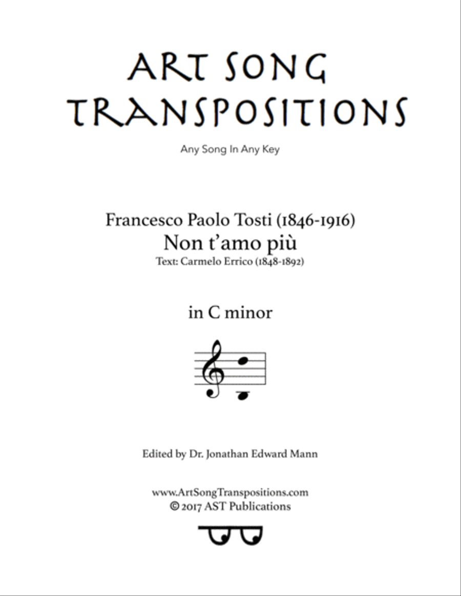 TOSTI: Non t'amo più (transposed to C minor) Voice scores gallery preview page 1