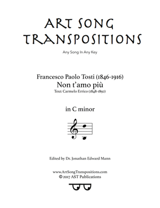 Book cover for TOSTI: Non t'amo più (transposed to C minor)