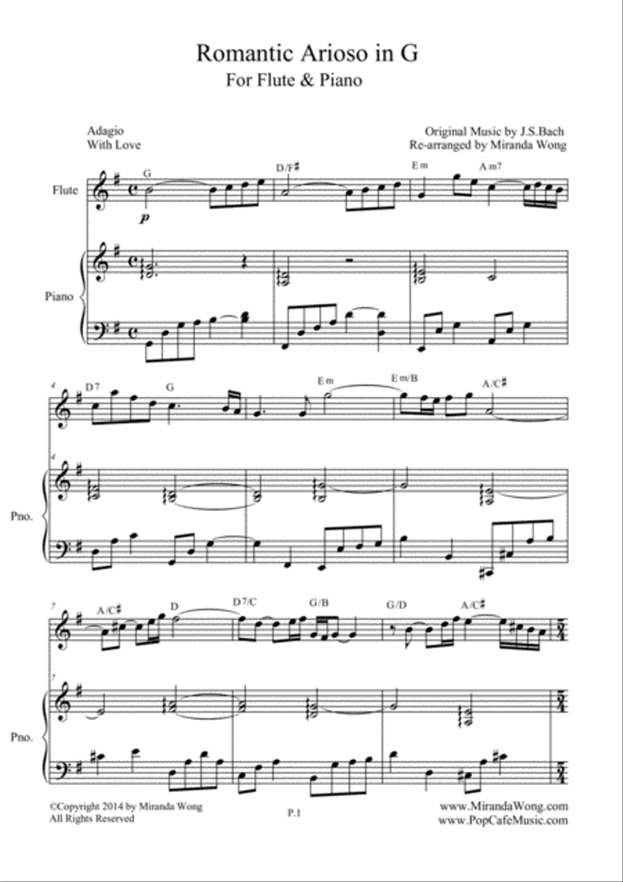 Romantic Arioso in G - Flute and Piano (Romantic Version) Flute Solo scores gallery preview page 2