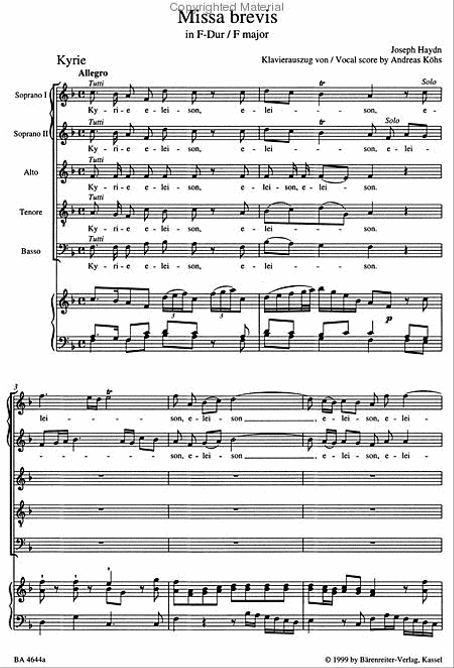 Missa brevis F major Hob. XXII:1
