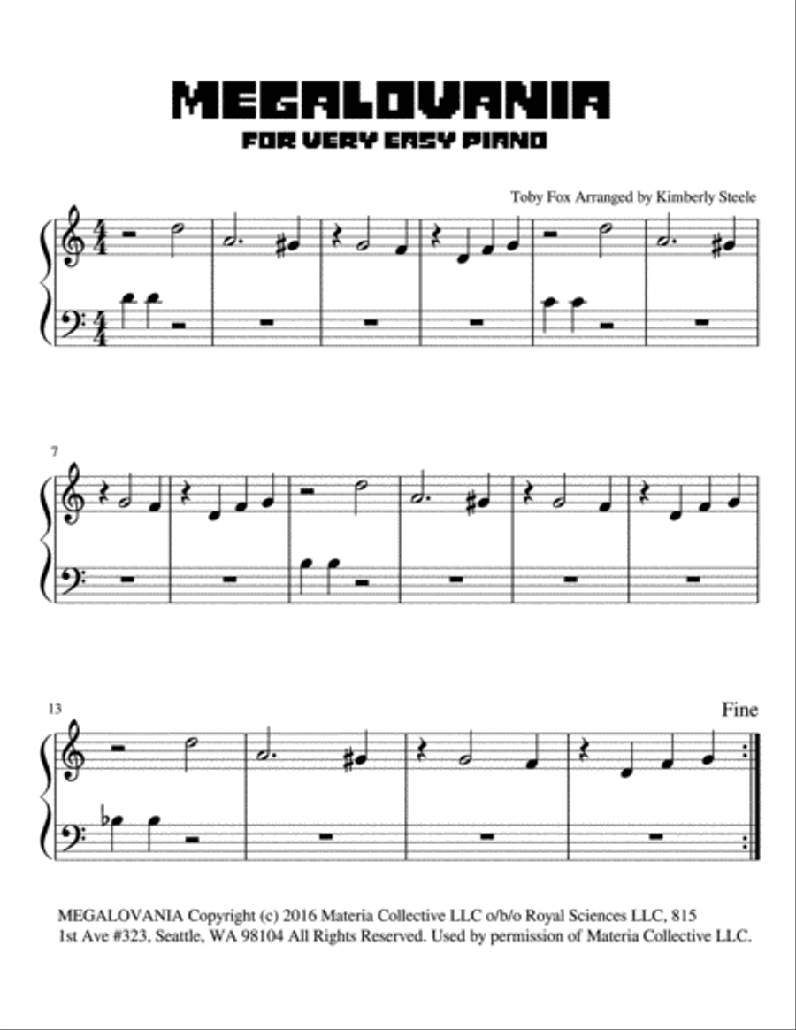 Megalovania piano easy hot sale