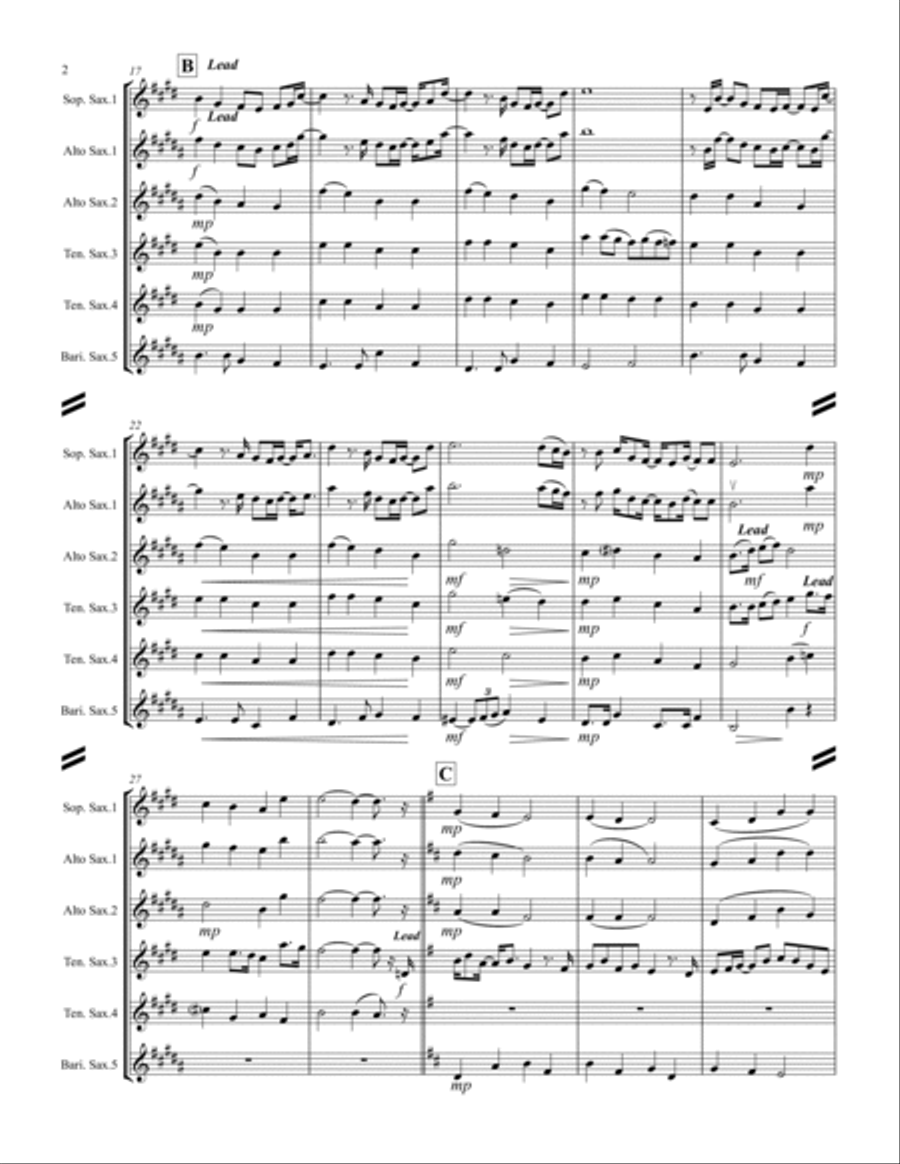 Grown-Up Christmas List Saxophone Quintet scores gallery preview page 3
