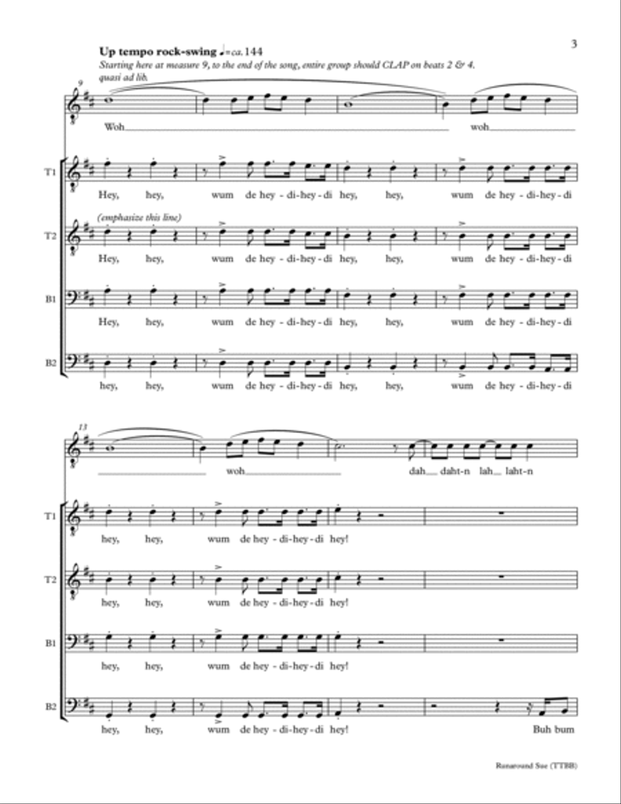 Runaround Sue TTBB scores gallery preview page 2