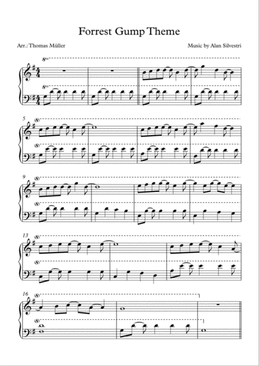 I'm Forrest... Forrest Gump Piano Solo scores gallery preview page 1