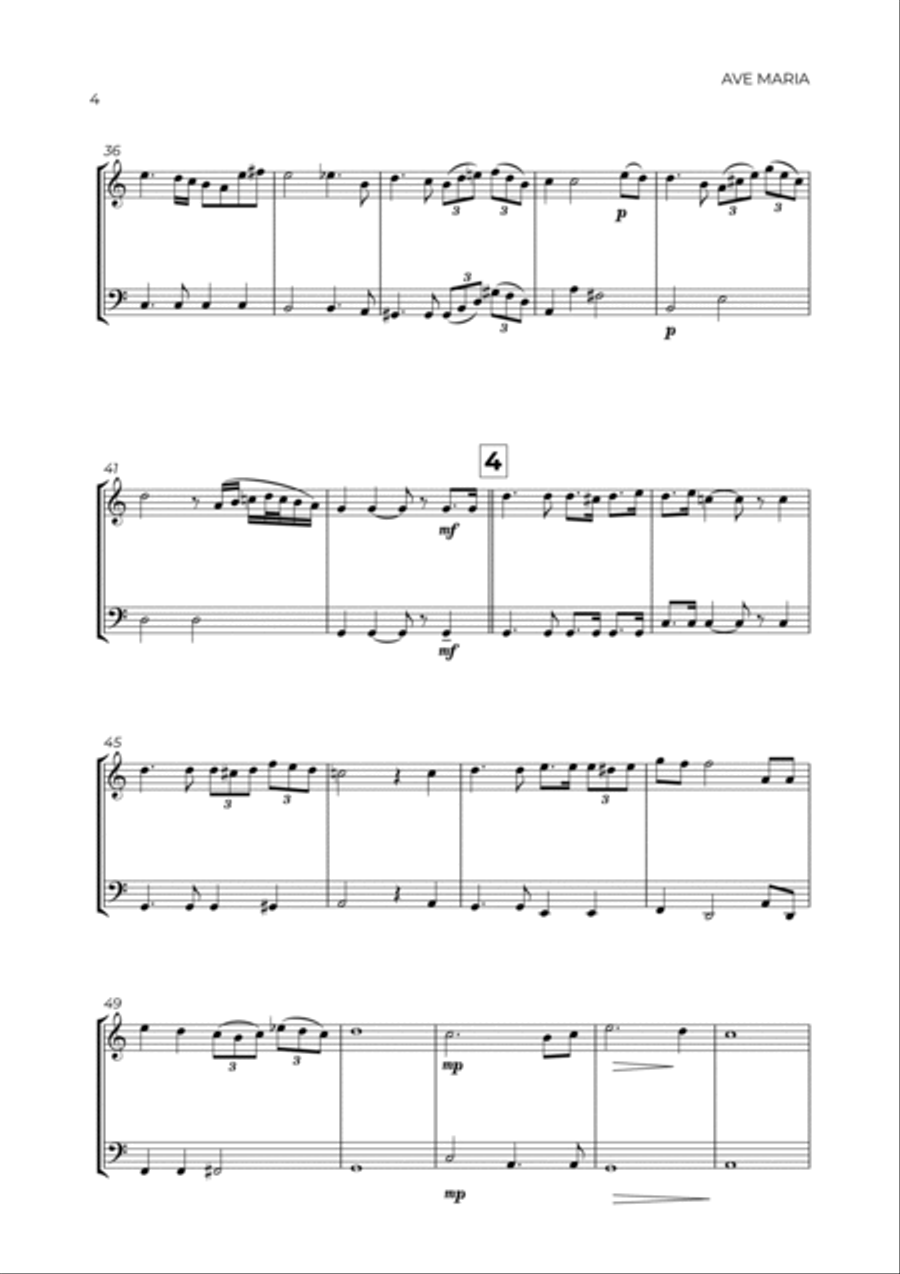 AVE MARIA - SCHUBERT - VIOLIN & CONTRABASS String Duet scores gallery preview page 4