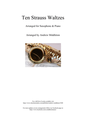 Book cover for 10 Strauss Waltzes arranged for Alto Saxophone and Piano