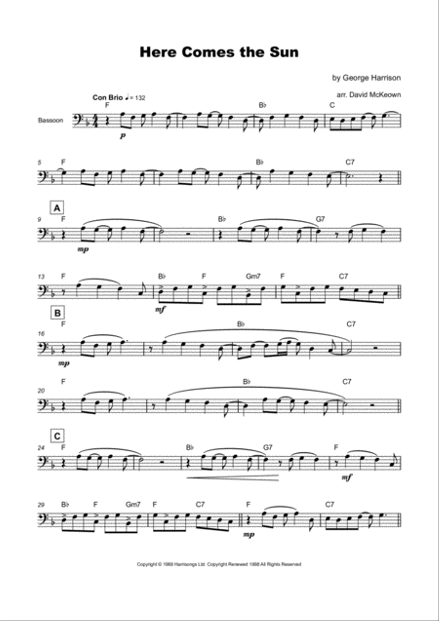 Here Comes The Sun Bassoon Solo scores gallery preview page 2