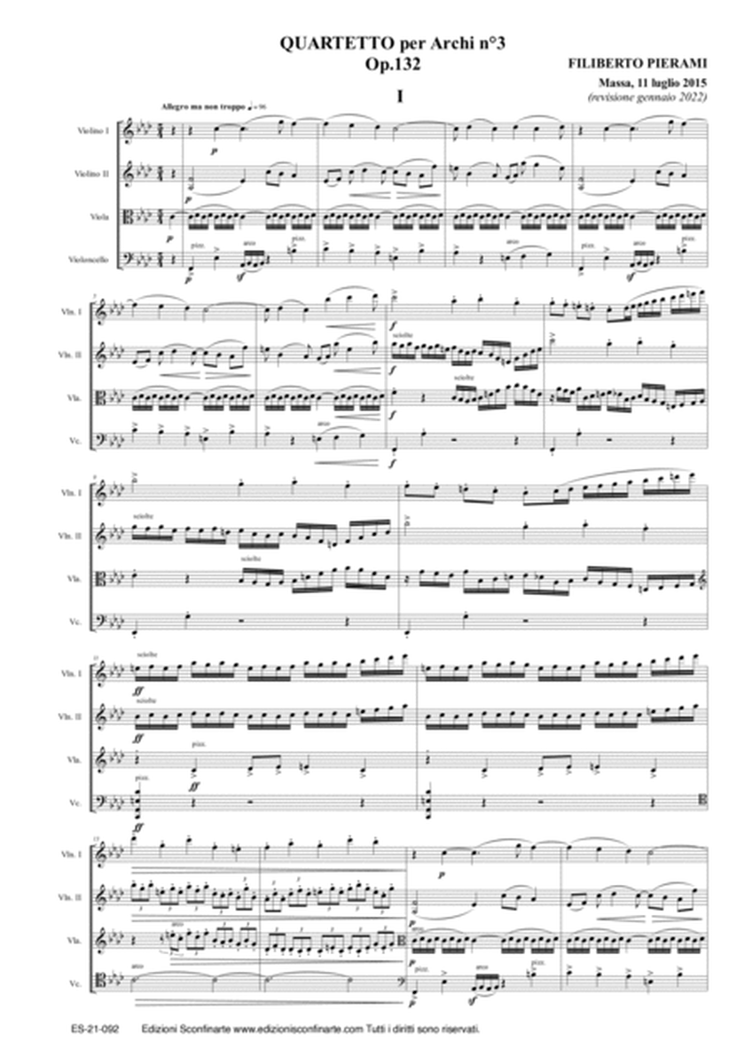 Filiberto Pierami: QUARTETTO n°3 Op.132 (ES-21-092) - Score Only