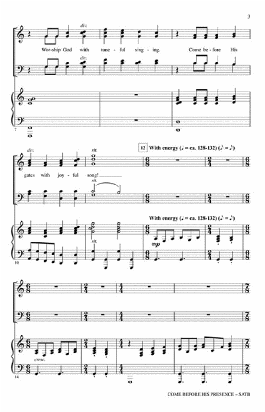 Come Before His Presence 4-Part scores gallery preview page 3