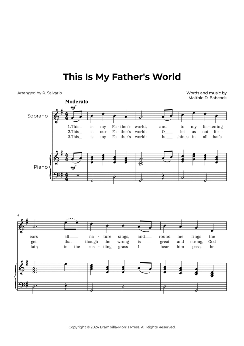 This Is My Father's World (Key of G Major) image number null