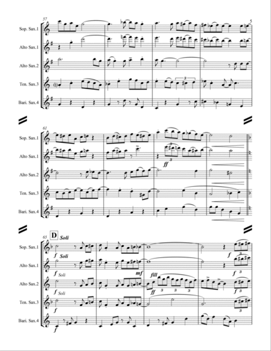 A Closer Walk With Thee (for Saxophone Quartet SATB or AATB) Saxophone Quartet scores gallery preview page 6