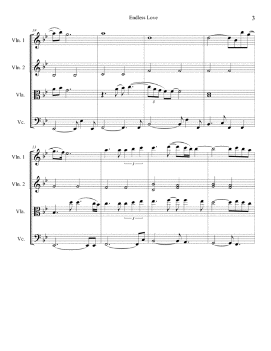 Endless Love String Quartet scores gallery preview page 3