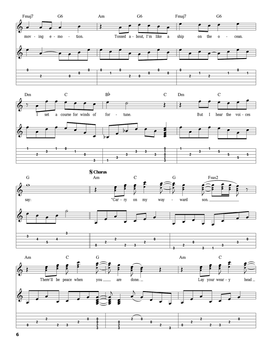 Carry On Wayward Son Acoustic Guitar scores gallery preview page 6