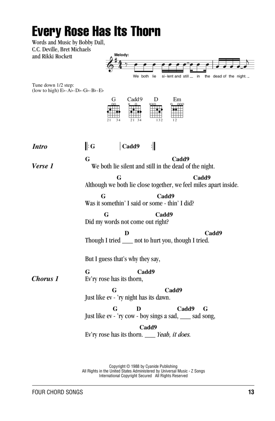 Every Rose Has Its Thorn Every Rose Has Its Thorn Acoustic Guitar scores gallery preview page 1