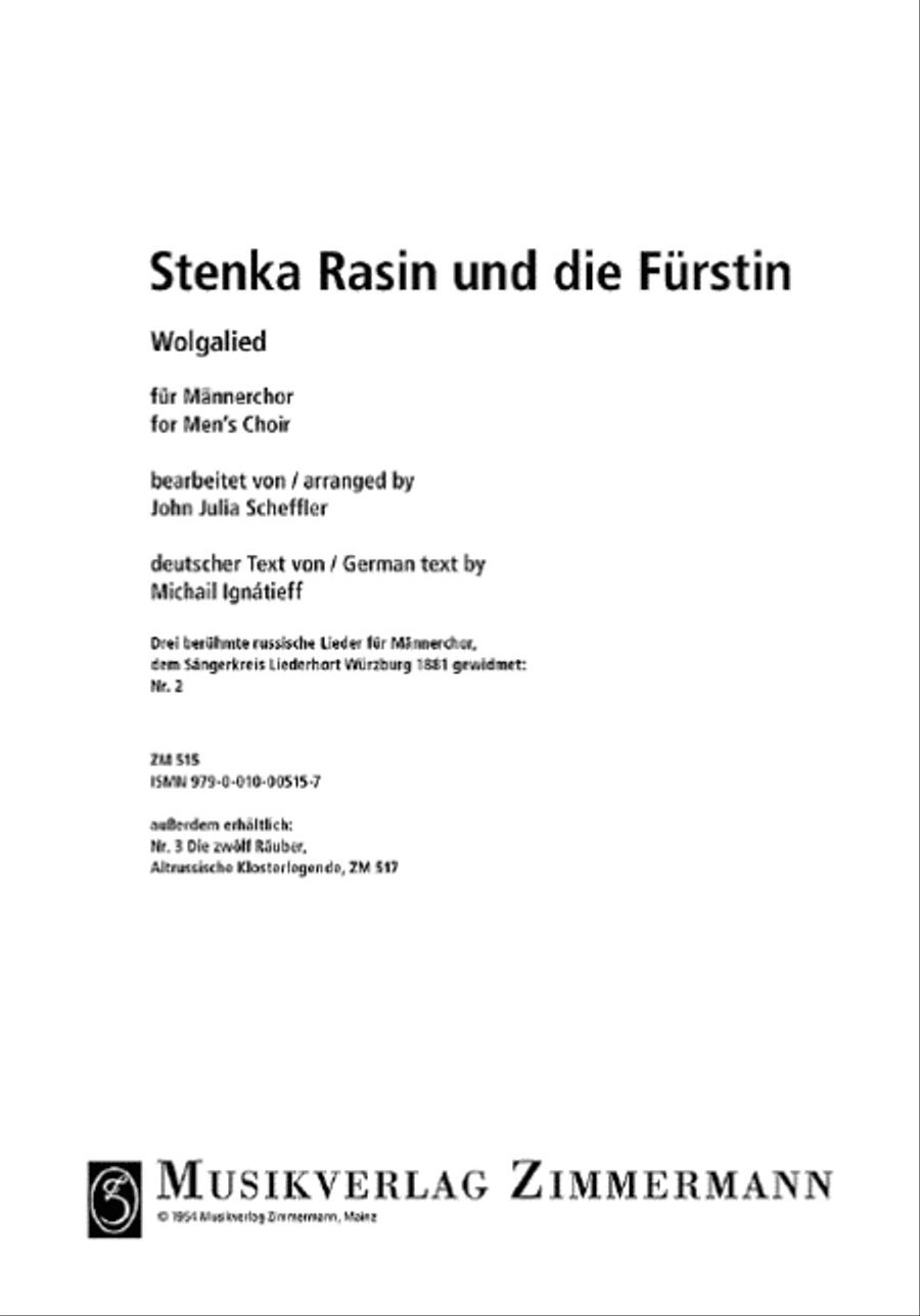 Stenka Rasin und die Fürstin Men's Choir scores gallery preview page 1