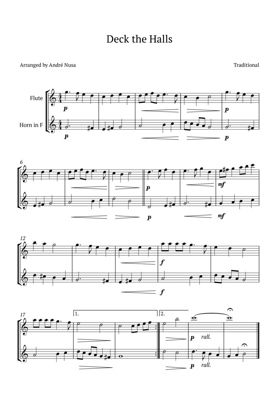 Deck the Halls Woodwind Duet scores gallery preview page 1