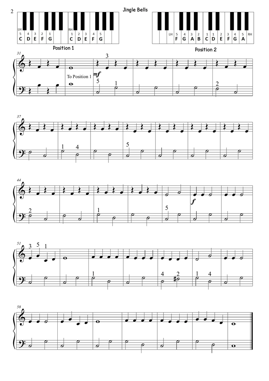 Jingle Bells Piano Duet Easy Piano scores gallery preview page 2