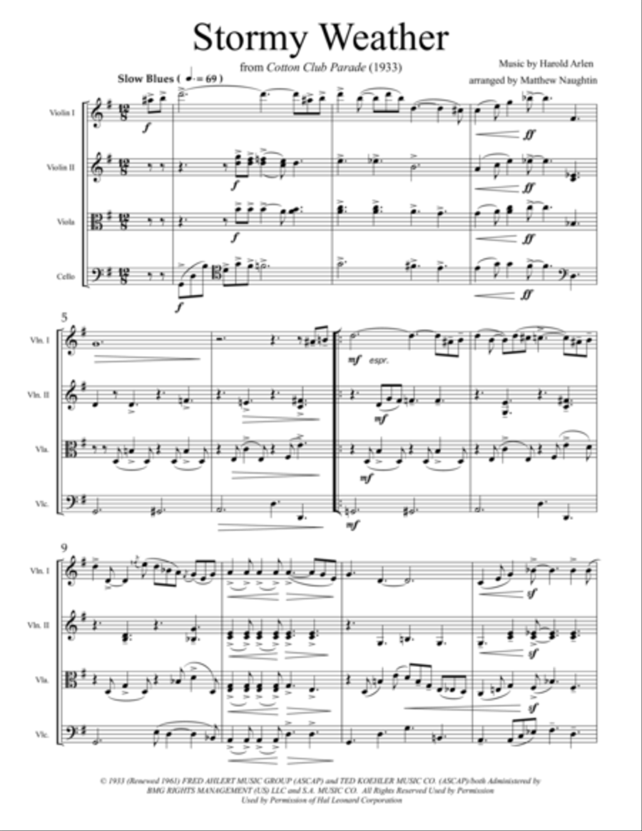 Stormy Weather Stormy Weather String Quartet scores gallery preview page 1