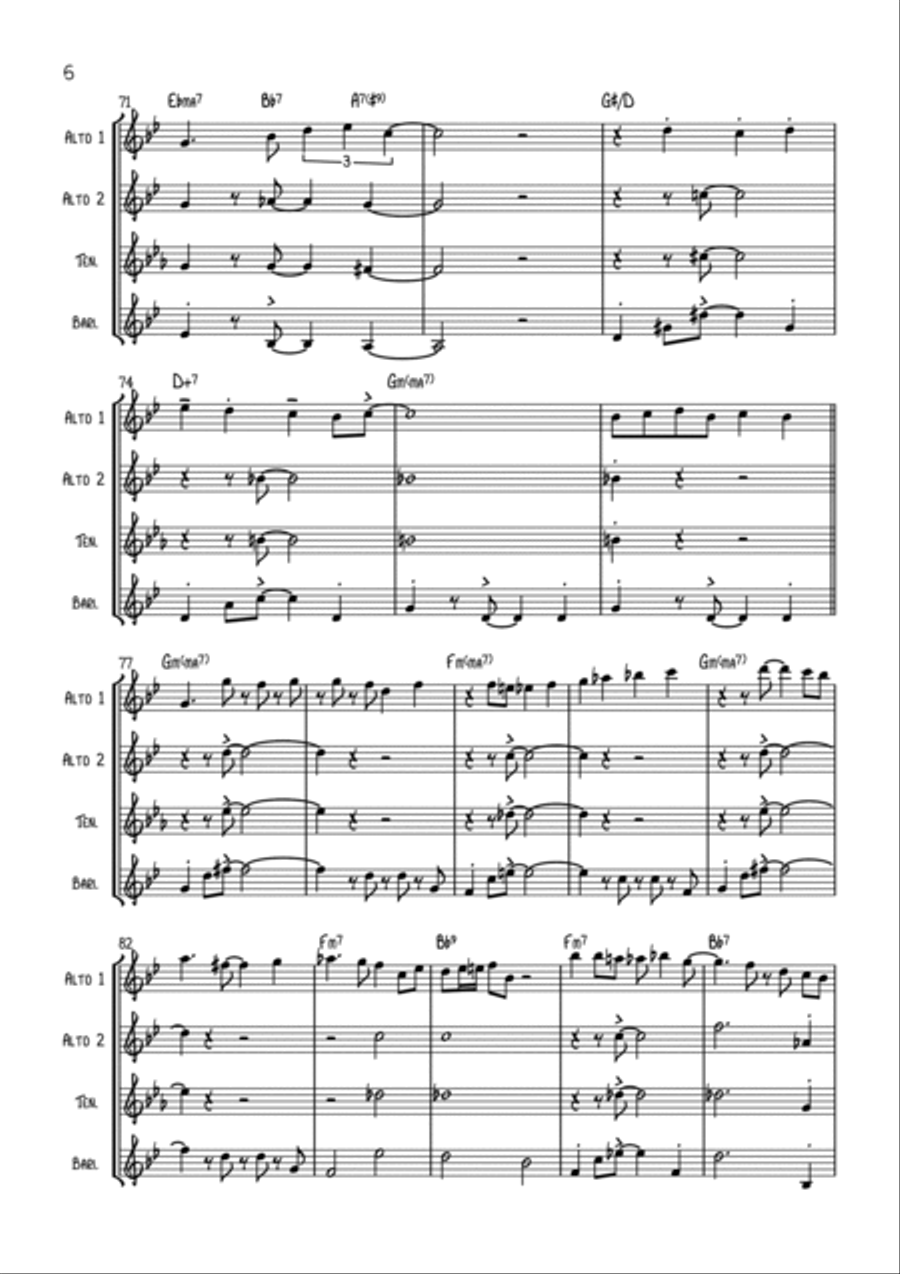 Nica's Dream Saxophone Quartet scores gallery preview page 6