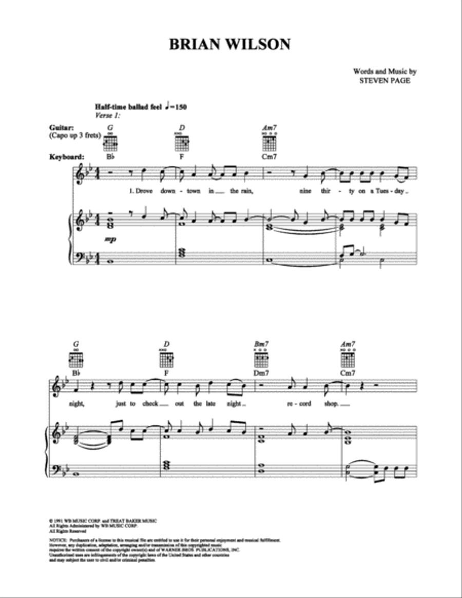 Brian Wilson Piano, Vocal, Guitar scores gallery preview page 1