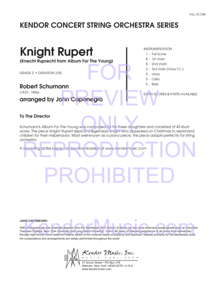 Knight Rupert (Knecht Ruprecht From Album For The Young) (Full Score)