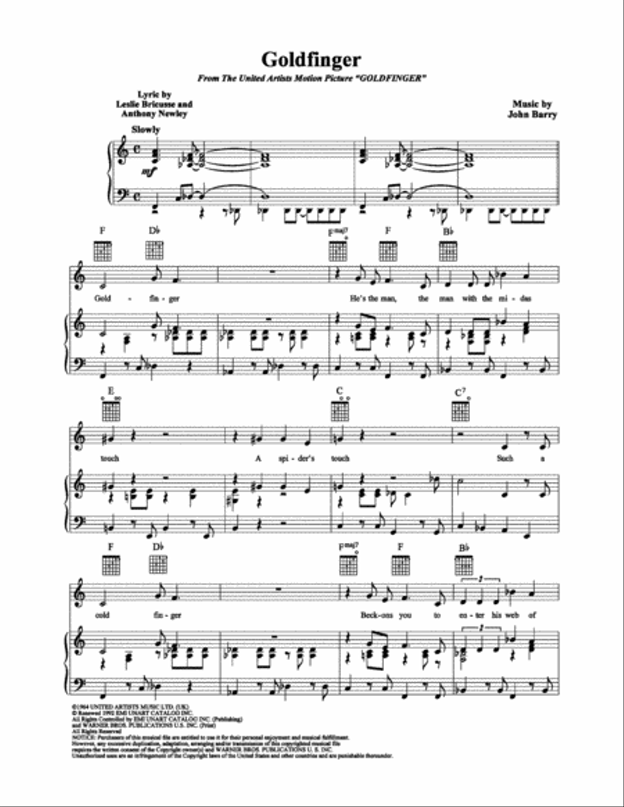 Goldfinger Goldfinger Piano, Vocal, Guitar scores gallery preview page 1